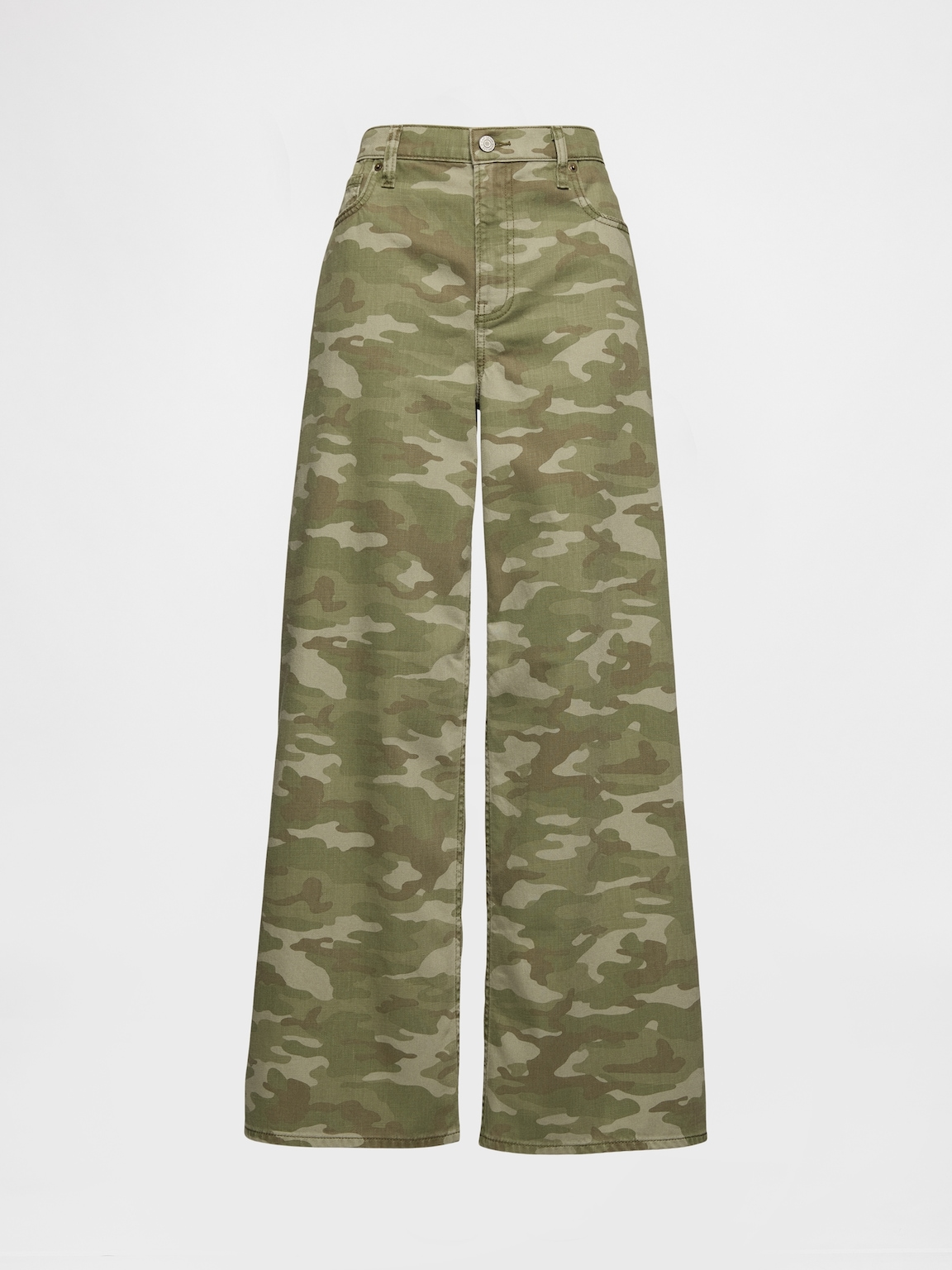Mid Rise Camo Baggy Jeans