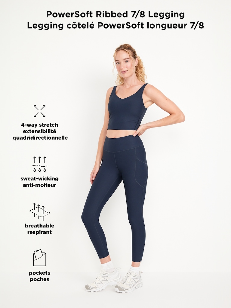 High-Waisted PowerSoft Ribbed Pocket Leggings