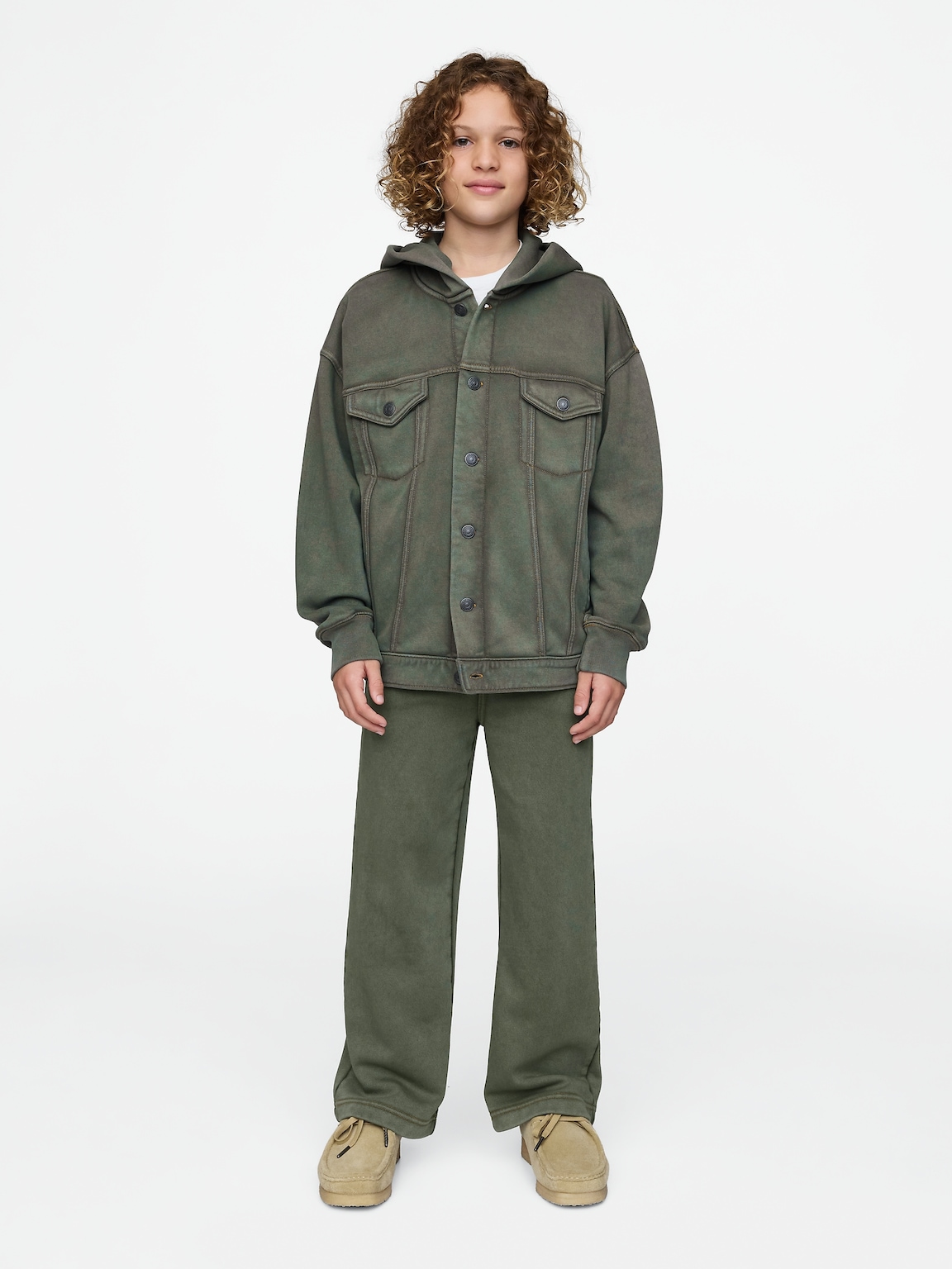 Kids Hooded Icon Sweatshirt Denim Jacket