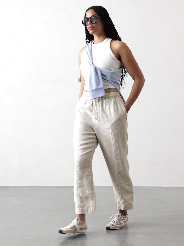 Retreat High Rise Linen Ankle Pant