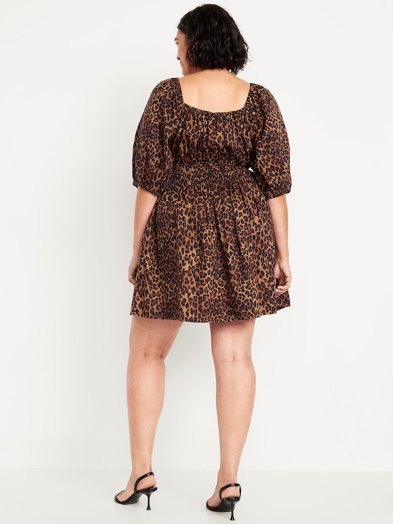 Waist-Defined V-Neck Mini Dress