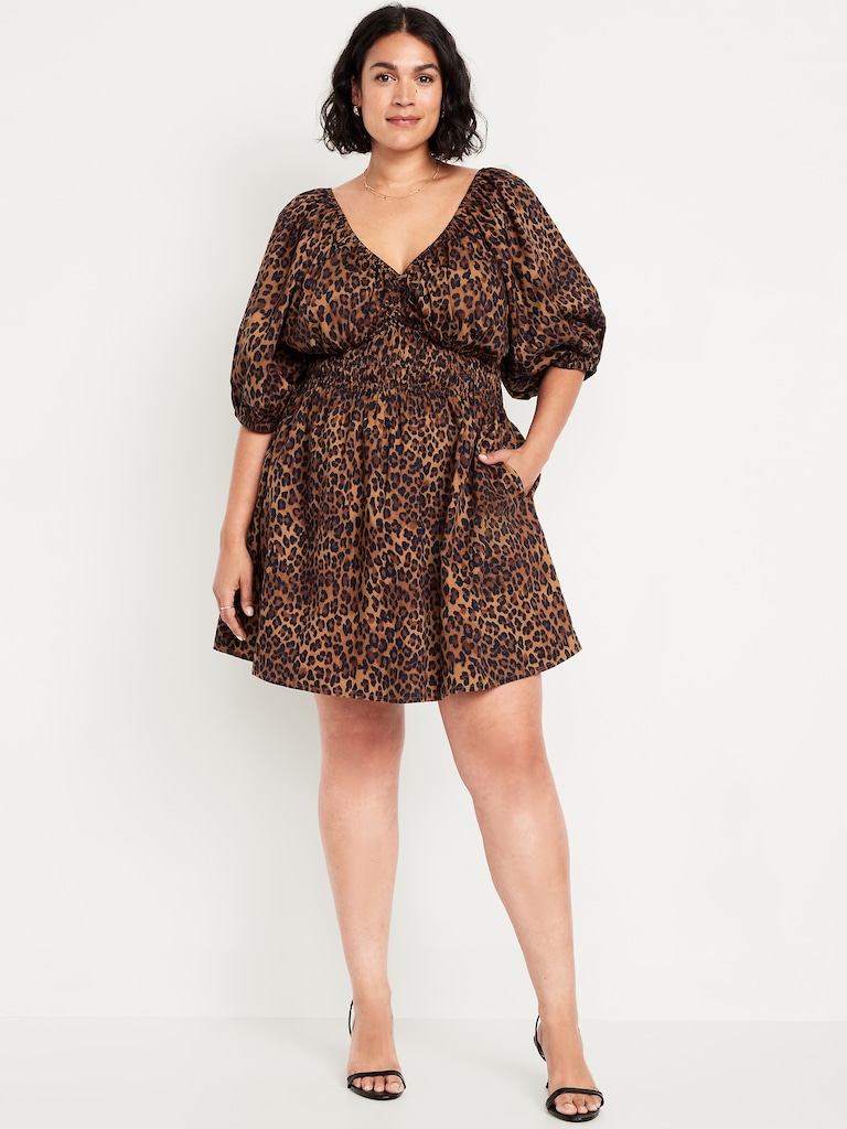 Waist-Defined V-Neck Mini Dress