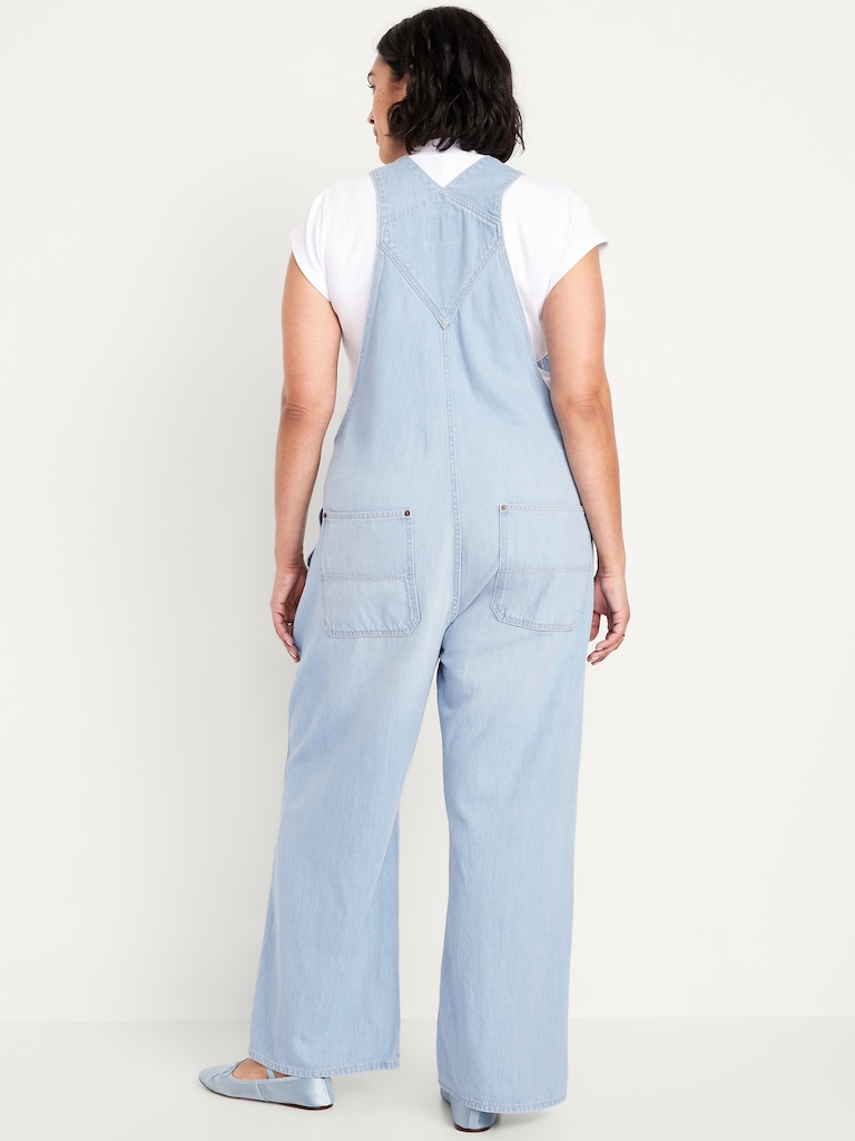 Baggy Wide-Leg Jean Overalls