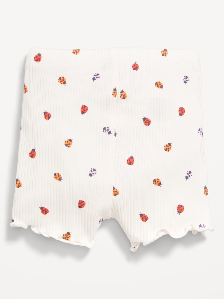 Ribbed Lettuce-Edge Biker Shorts for Baby