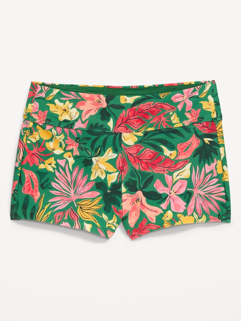 High-Waisted Matte Swim Shorts -- 2-inch inseam
