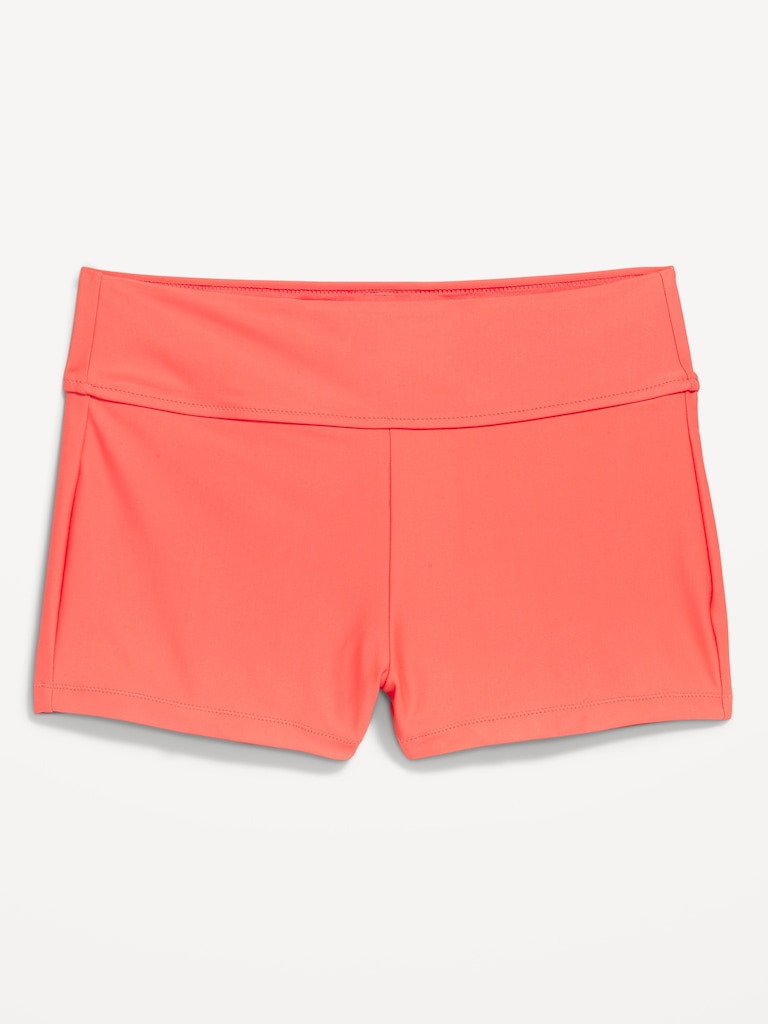 High-Waisted Matte Swim Shorts -- 2-inch inseam