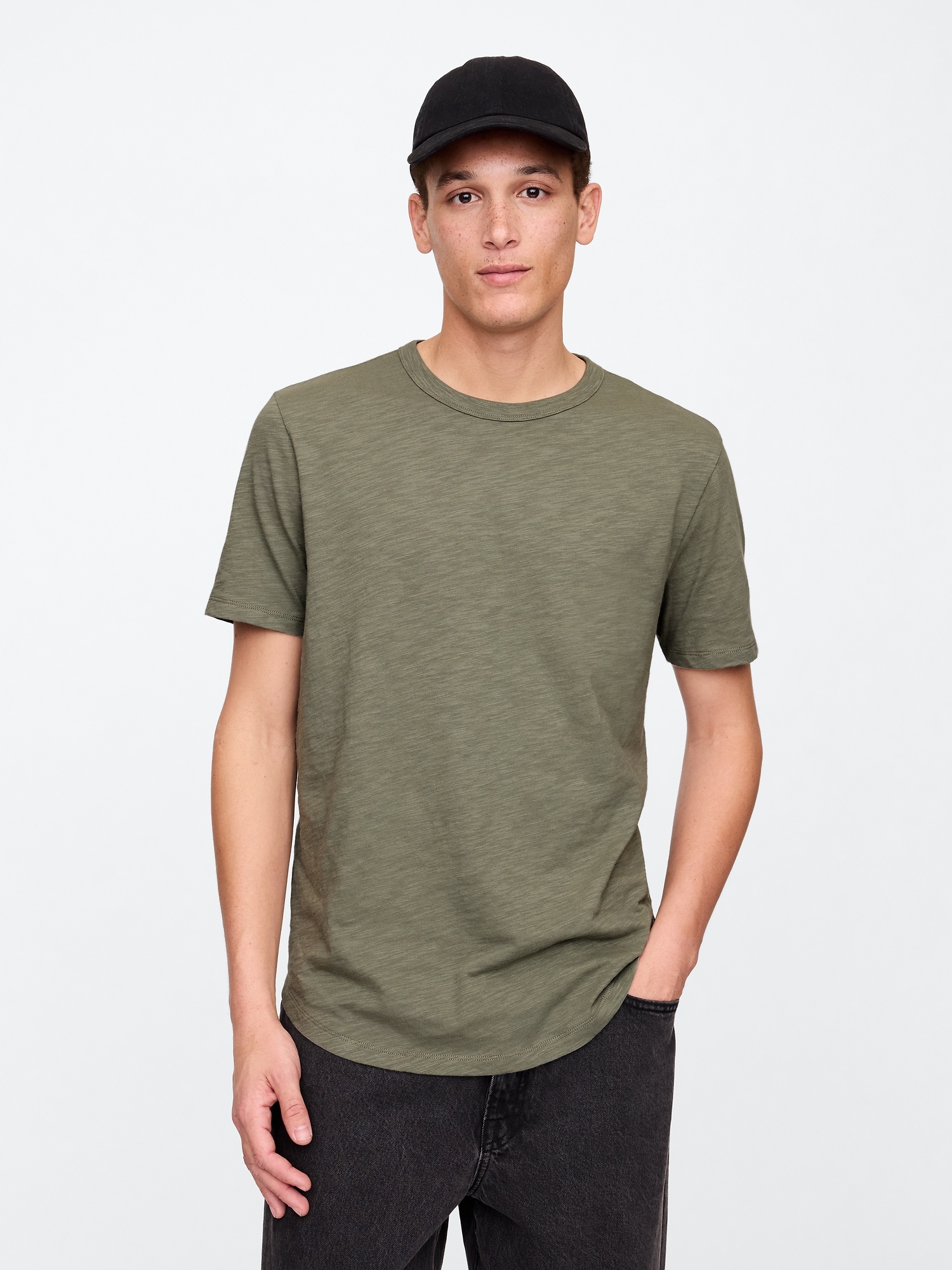 Lived-In Curved Hem Crewneck T-Shirt