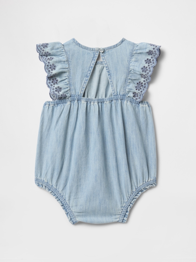 Baby Denim Ruffle Bubble Shorty One-Piece
