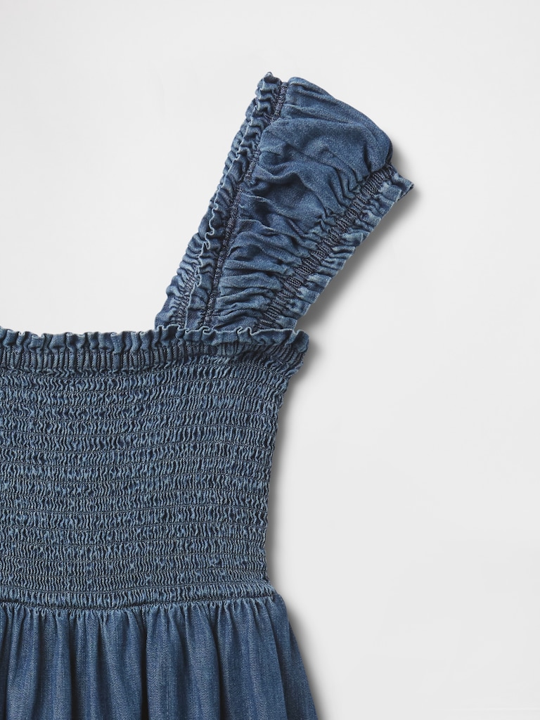 Kids Denim Puff-Sleeve Dress