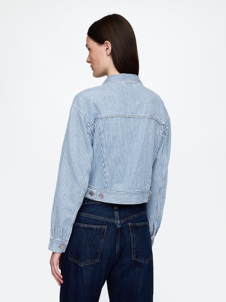 UltraSoft Denim Stripe Cropped Icon Jacket