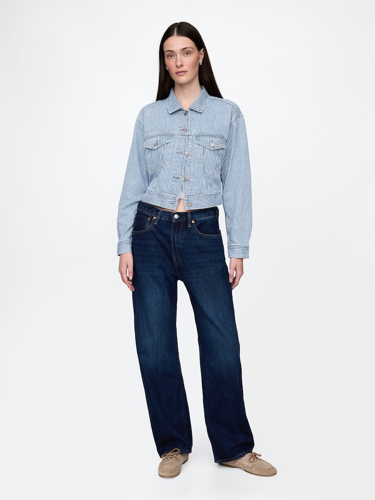 UltraSoft Denim Stripe Cropped Icon Jacket