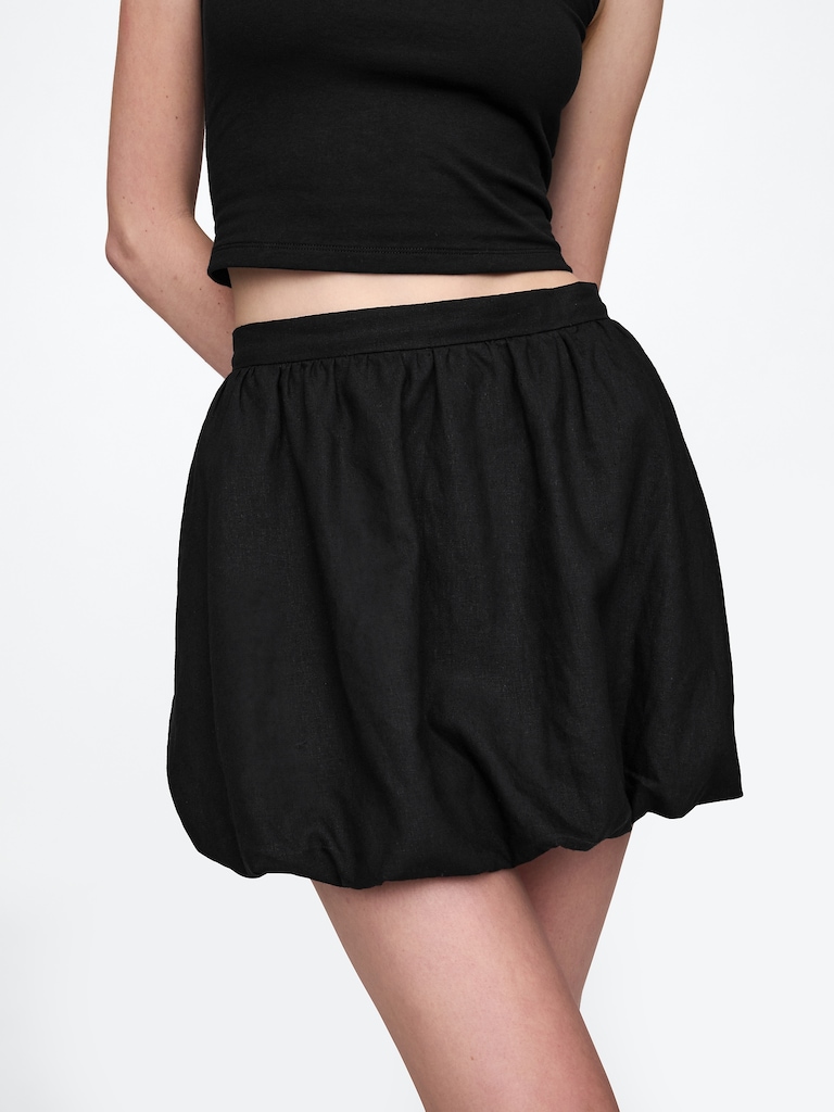 Linen-Blend Bubble Mini Skirt
