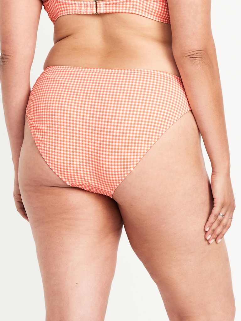 Mid-Rise Textured Bikini Swim Bottoms