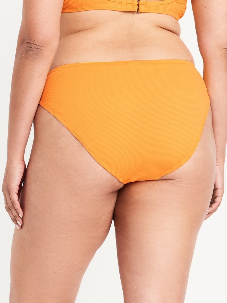 Mid-Rise Textured Bikini Swim Bottoms