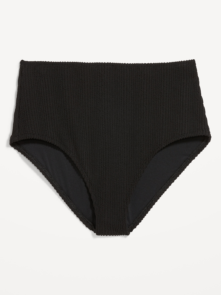 High-Waisted Ribbed Bikini Swim Bottoms