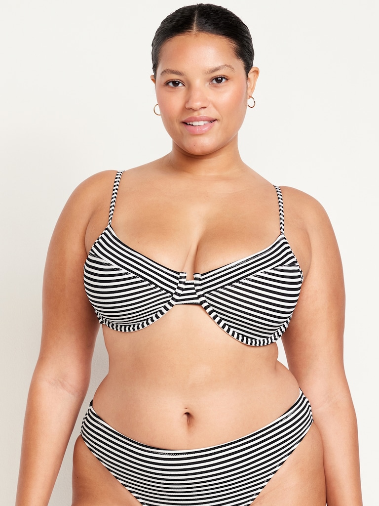 Textured Underwire Balconette Swim Top