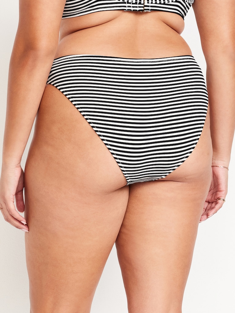 Mid-Rise Textured Bikini Swim Bottoms