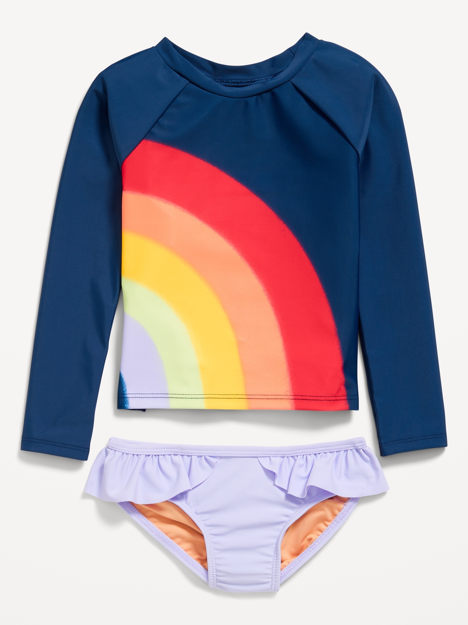 Long-Sleeve Rashguard One-Piece Swimsuit for Toddler Girls