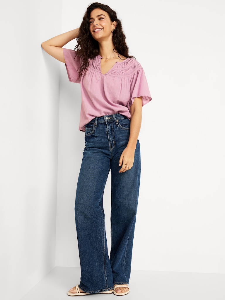 Flutter-Sleeve Dobby Top