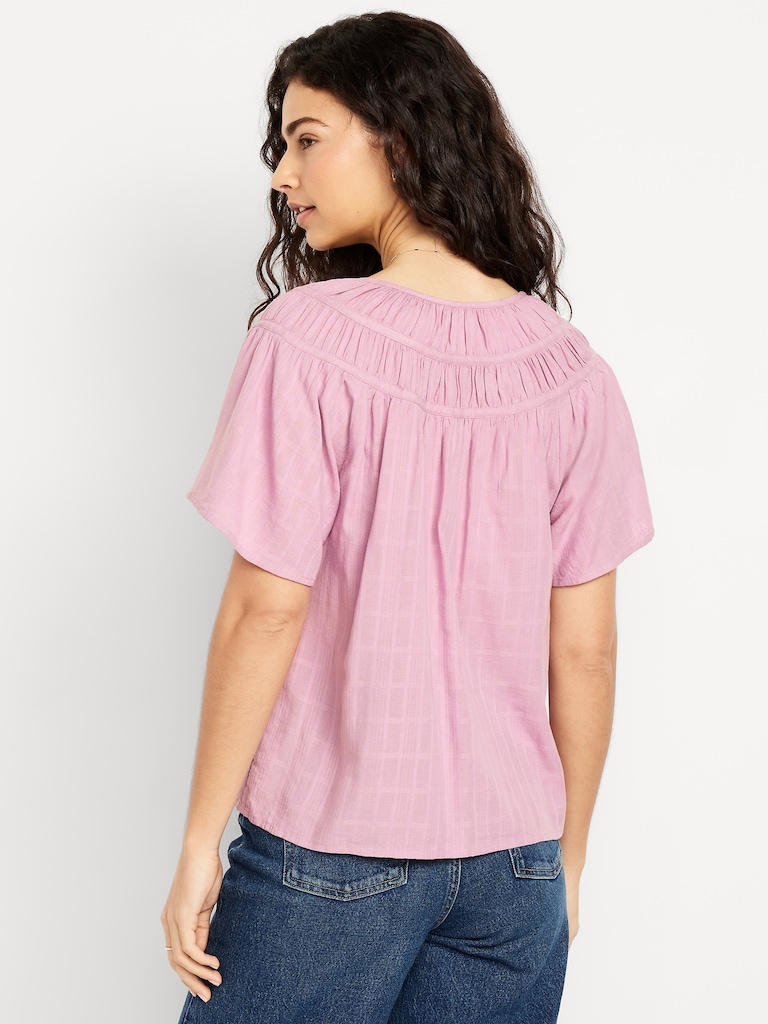 Flutter-Sleeve Dobby Top