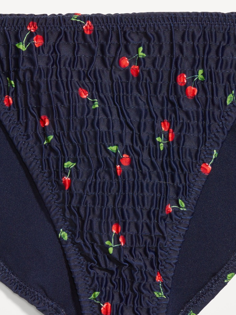 Mid-Rise Textured String Bikini Swim Bottoms