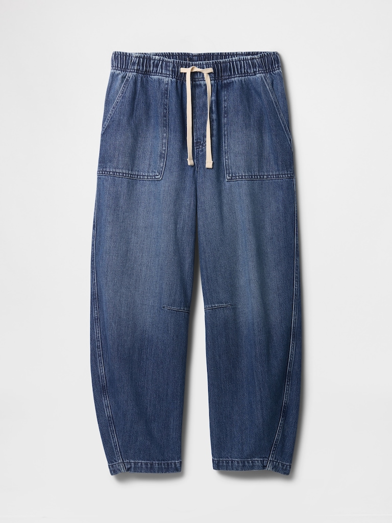 Mid Rise SuperSoft Pull-On Barrel Jeans