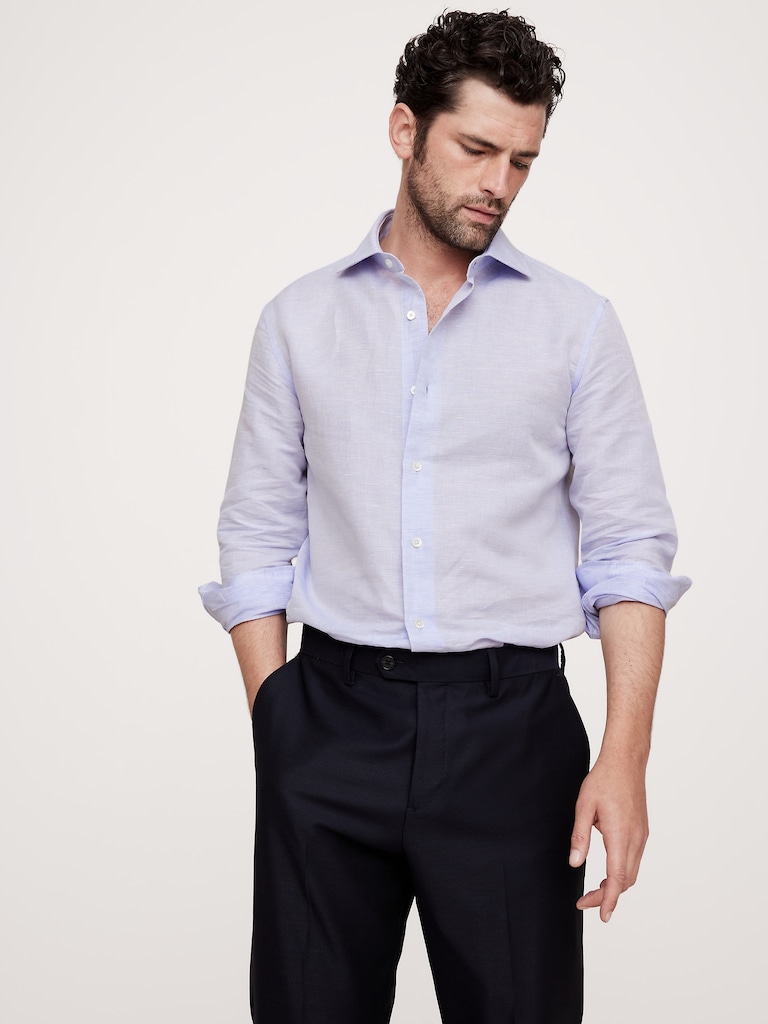 Slim-Fit Linen-Cotton Dress Shirt