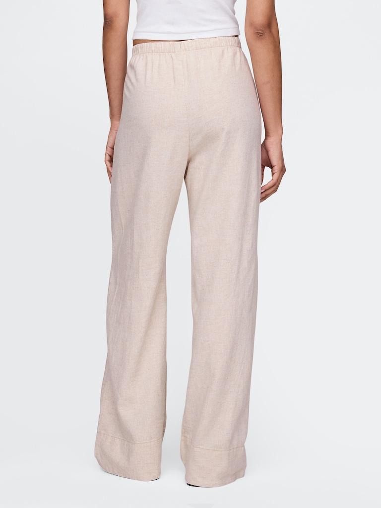 Linen-Blend Easy Wide-Hem Pants