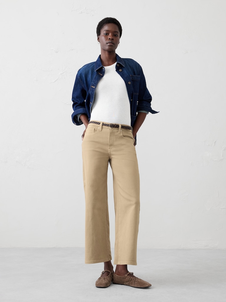 Wide-Leg High-Rise Cropped Jean