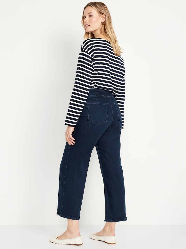 High-Waisted Weekender Pull-On Crop Wide-Leg Jeans