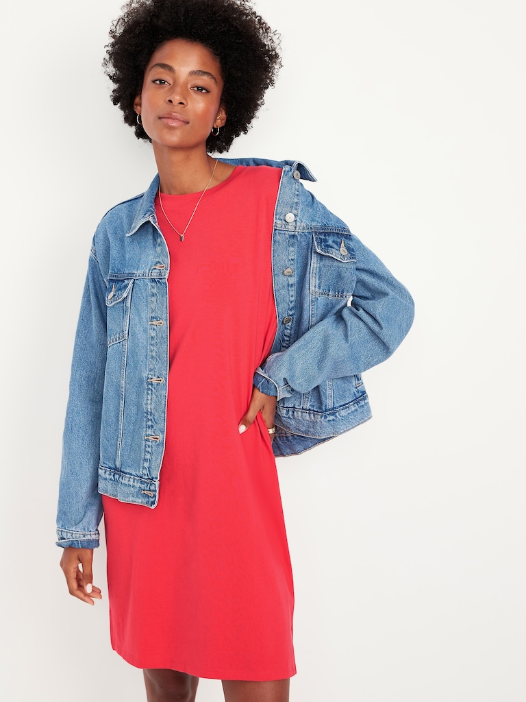 Vintage Crew-Neck Mini T-Shirt Dress