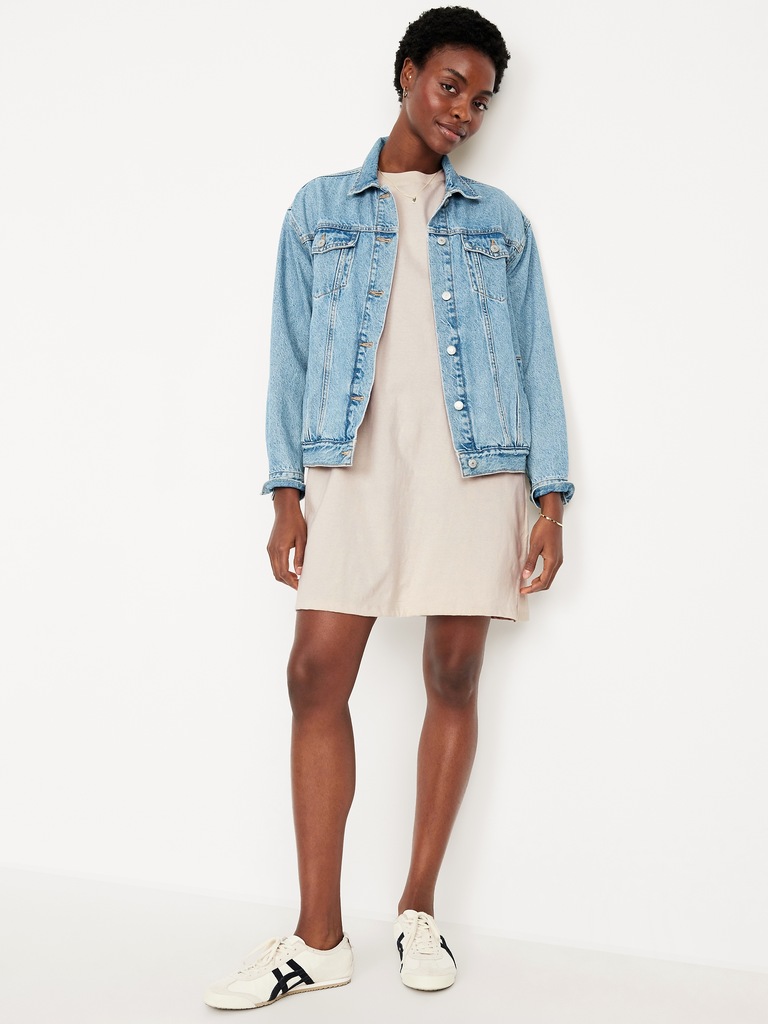 Vintage Crew-Neck Mini T-Shirt Dress