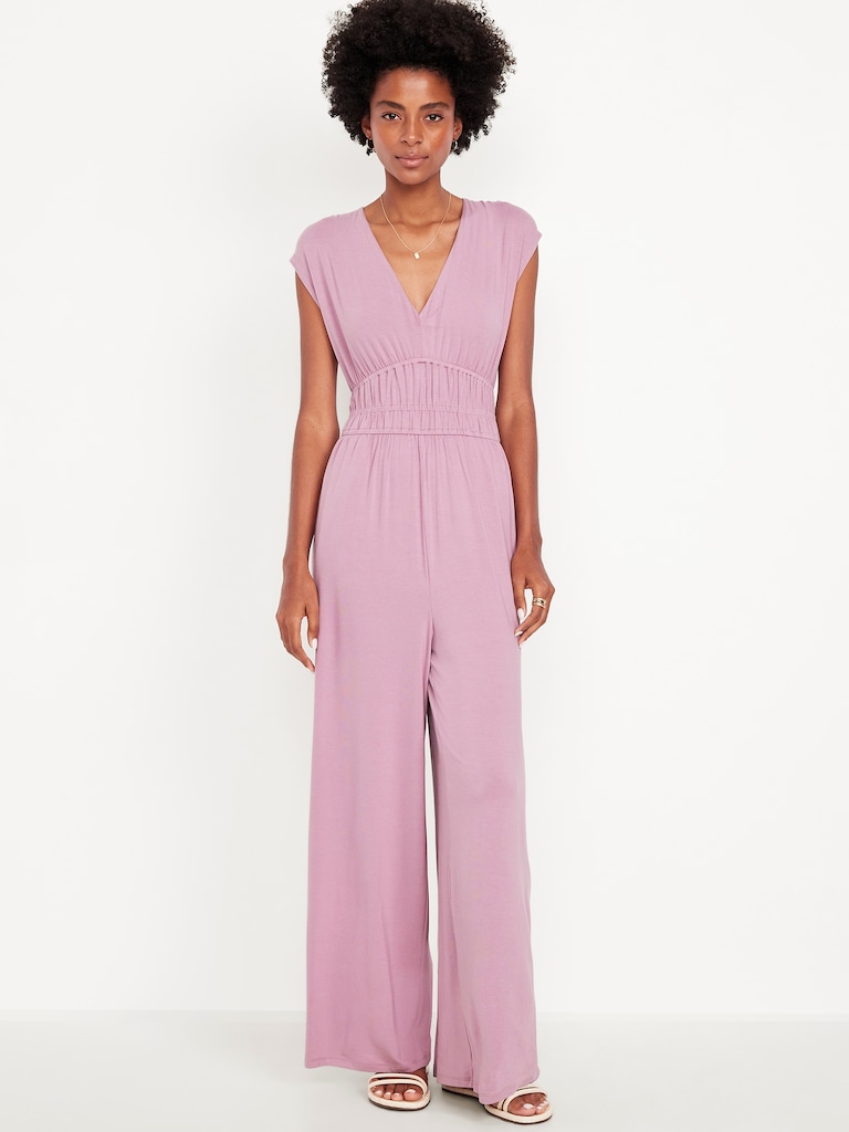 Waist-Defined Wide-Leg Jumpsuit
