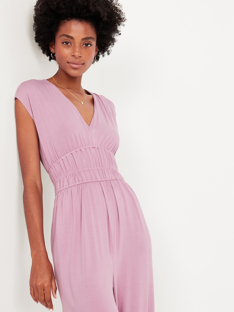 Waist-Defined Wide-Leg Jumpsuit