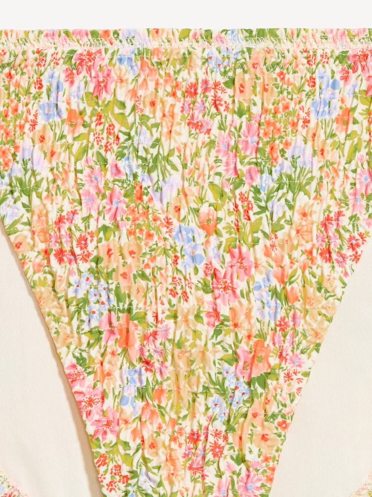 Mid-Rise Textured String Bikini Swim Bottoms