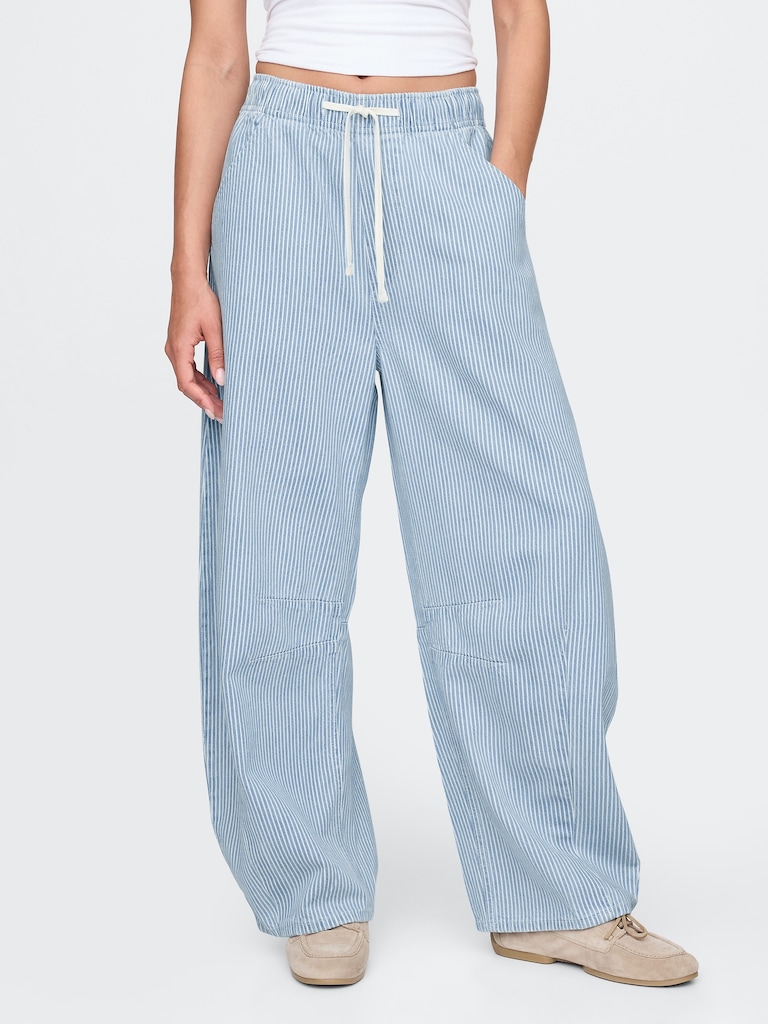 Mid Rise UltraSoft Denim Stripe Easy Horseshoe Jeans