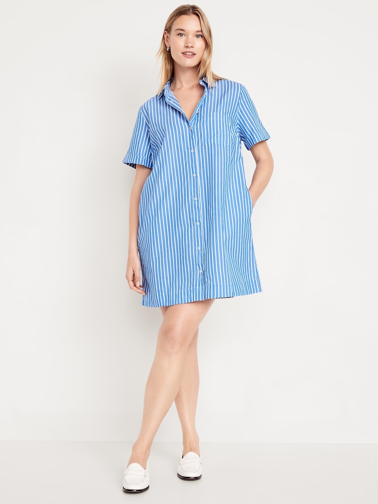 Striped Mini Shirt Dress