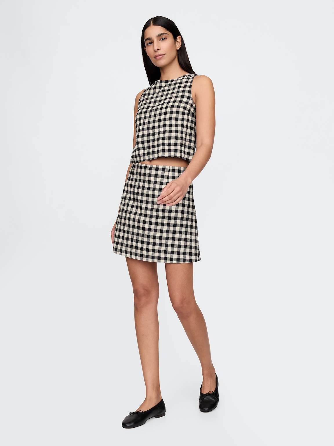 Linen-Blend Crop Shell Tank Top