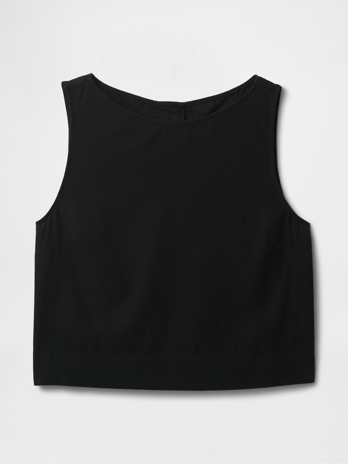 Linen-Blend Crop Shell Tank Top