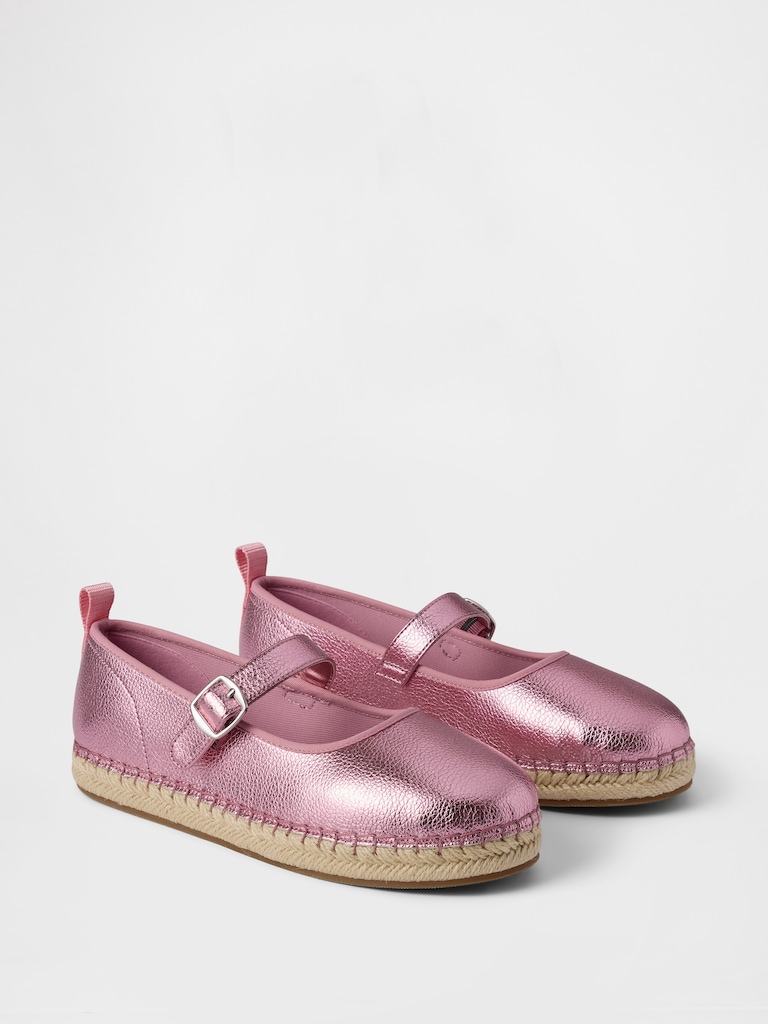 Kids Metallic Mary Jane Espadrilles