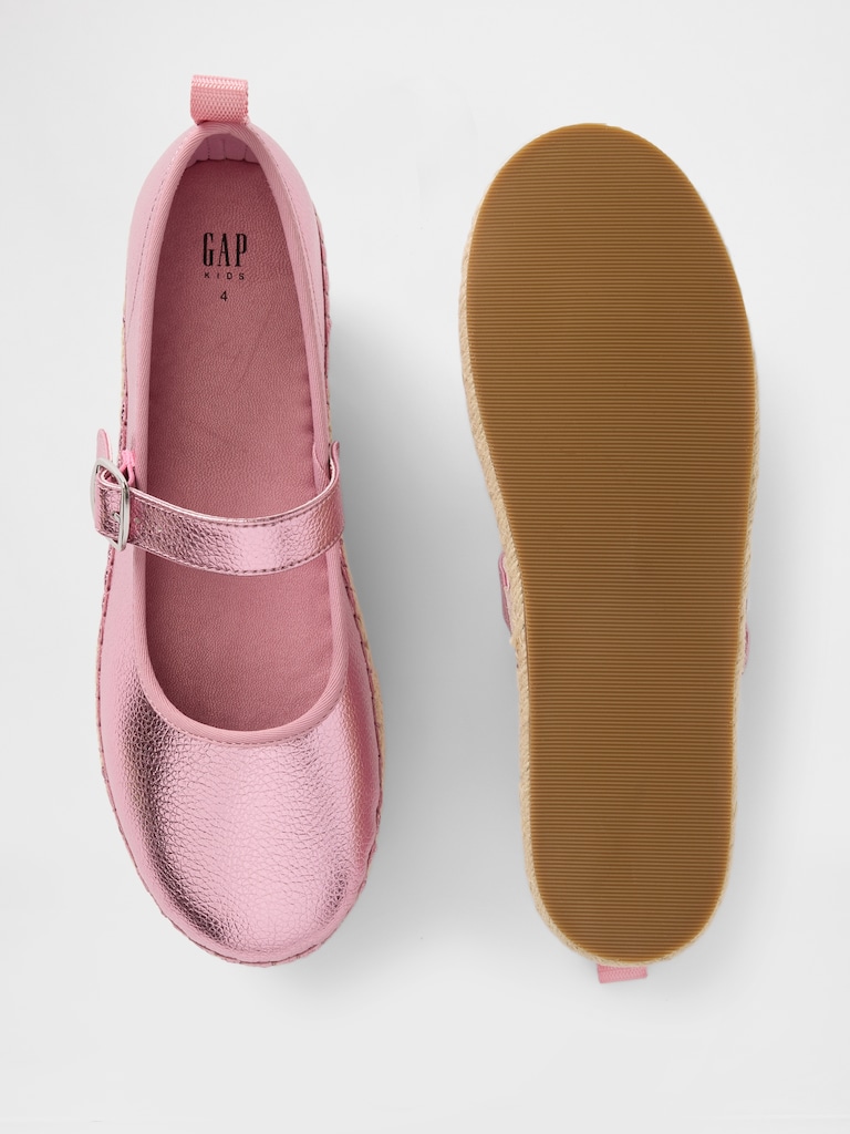Kids Metallic Mary Jane Espadrilles