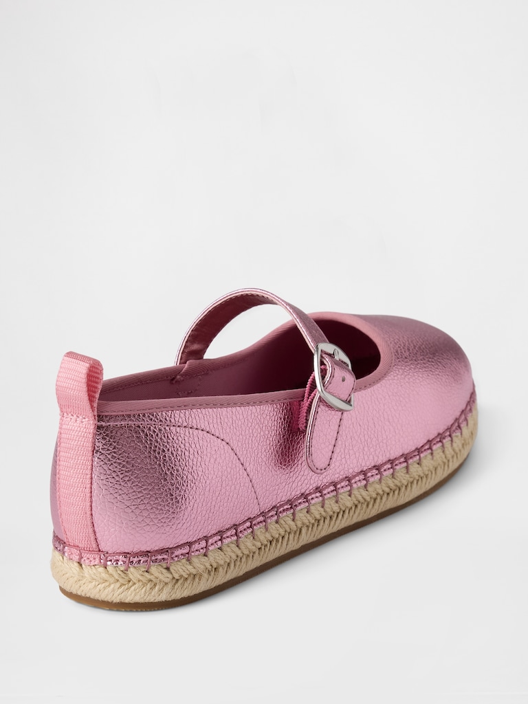Kids Metallic Mary Jane Espadrilles
