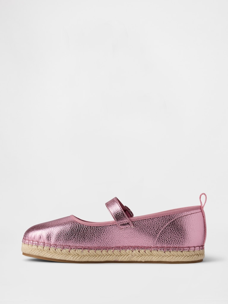 Kids Metallic Mary Jane Espadrilles