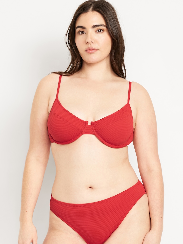 Textured Underwire Balconette Swim Top