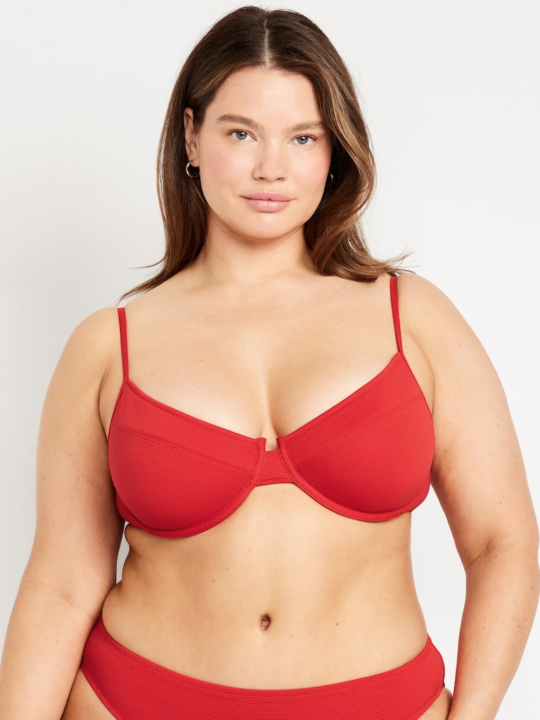 Textured Underwire Balconette Swim Top