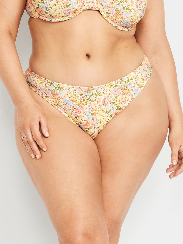 Mid-Rise Textured Bikini Swim Bottoms