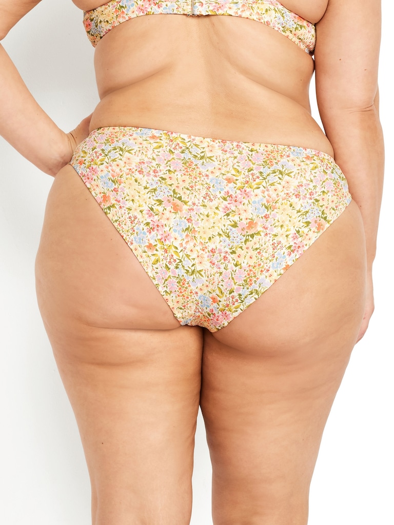 Mid-Rise Textured Bikini Swim Bottoms