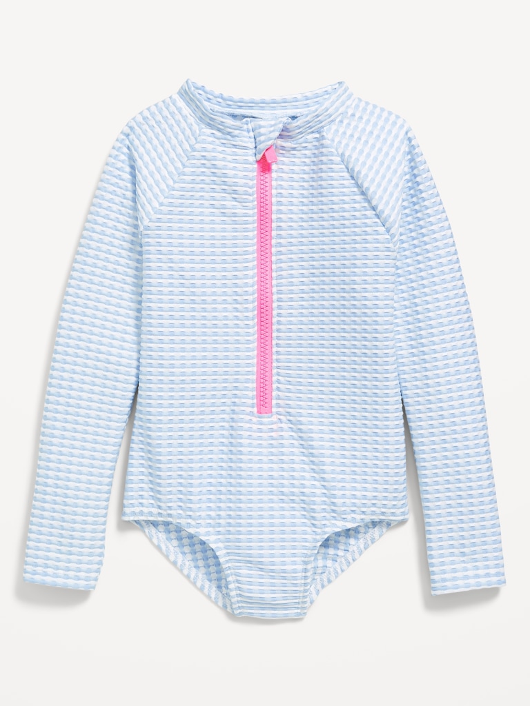 Maillot de bain anti-UV une-pièce imprimé à glissière sur le devant pour toute-petite fille