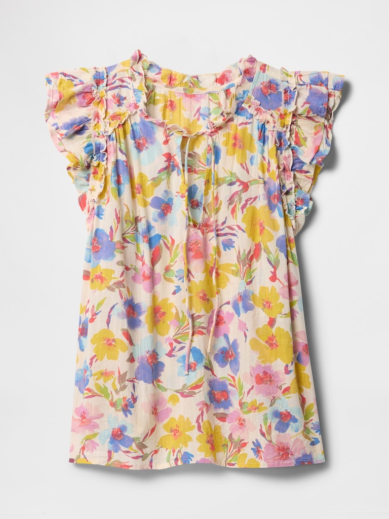 Ruffle Splitneck Top