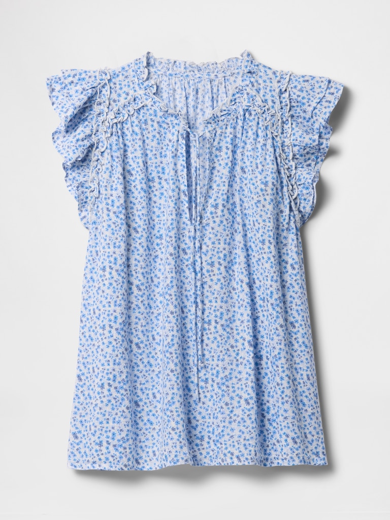 Ruffle Splitneck Top